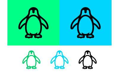 Penguin icons on blue and green backgrounds simple.