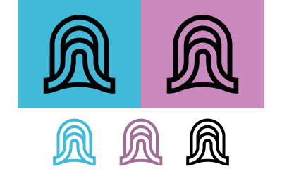 Abstract arch logo in blue and purple.