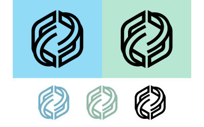 Abstracte zeshoekige logo-vorm in contouren.