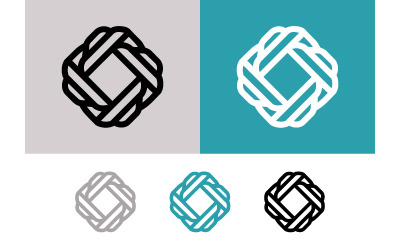Abstract logo met in elkaar grijpende ringen op een gekleurde achtergrond.