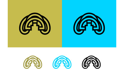 Symbole graphique abstrait en forme d&amp;#39;arche superposée.
