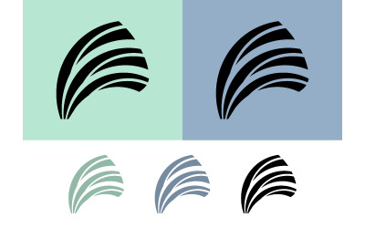 Abstract logo shapes in green and blue.