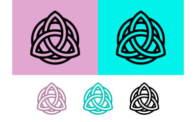 Celtic knot trinity symbol black outline on pink.