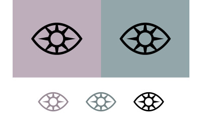 Eye symbol with rays for vision concept.