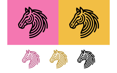 Horse head profile created from lines on pink.