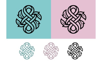 Intertwined knot emblem organic leaf design modern.