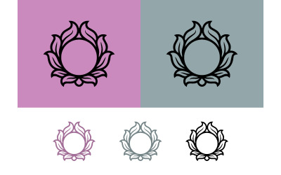 Lotus frame emblem ornate design floral element.