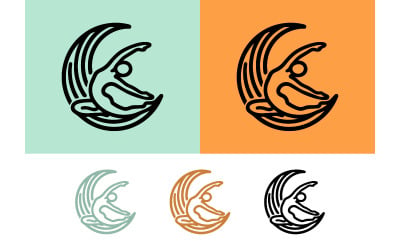 Moon yoga pose icon in motion with colors.