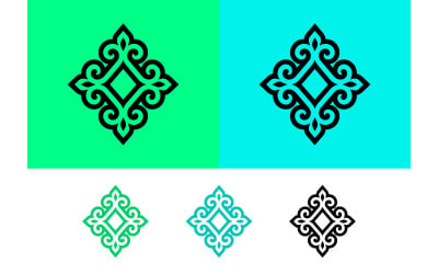 Ornate diamond pattern black outline on green.