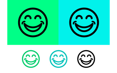 Smiling face emoji icon green and blue.