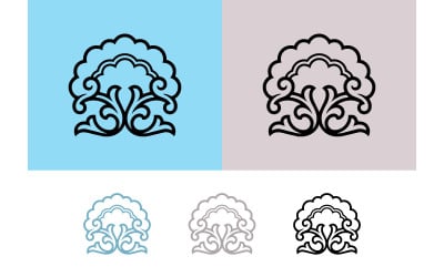 Stylized fan ornament decorative flourish nature element.