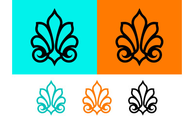 Stylized floral motif black outline on turquoise.