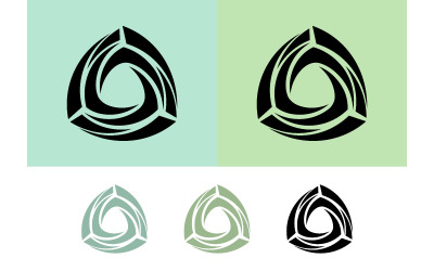 Triangular abstract symbol design in black and green.