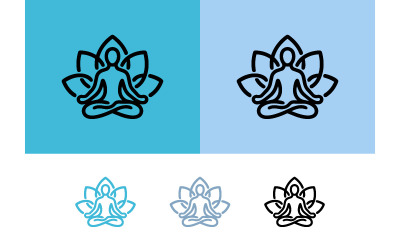 Yoga meditation lotus pose symbol with variations.