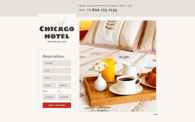 Modello di pagina di destinazione reattiva per hotel