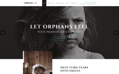 OrphanCare - Modello di sito web per beneficenza e raccolta fondi per bambini