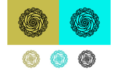 Motif floral circulaire abstrait en spirale.