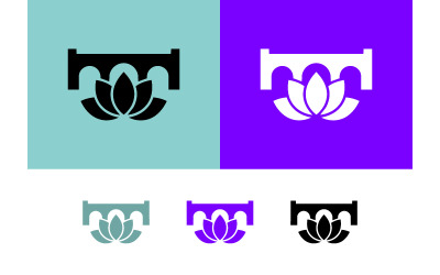 Logo de pont en forme de fleur de lotus sur différents fonds.