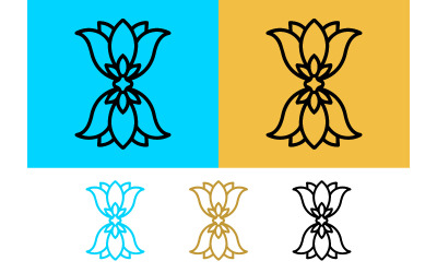Ensemble d&amp;#39;icônes de fleurs de lotus sur fonds colorés.