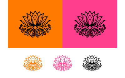 Logo de fleur de lotus, motif floral ornemental et orné.