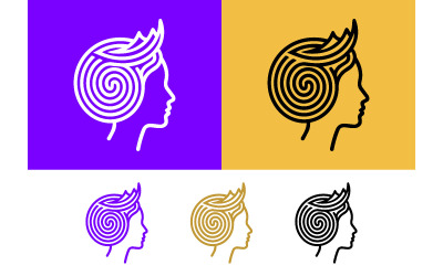 Logo de profil de femme aux cheveux bouclés.