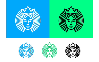 Volto di donna con logo a forma di corona.