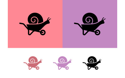 Snail wheelbarrow logo design pink purple.