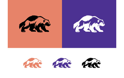 Badger logo design in black and coral.