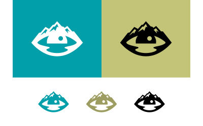 Eye mountain logo design blue and green variations.