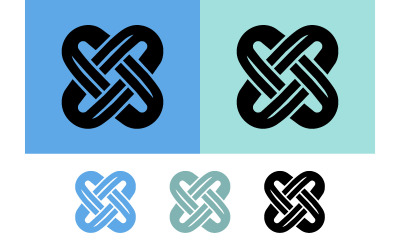 Interlocking knot logo blue and light green.
