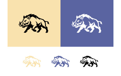 Wild boar logo design in black and cream.