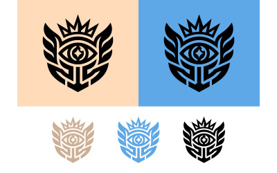 Emblema dell&amp;#39;occhio onniveggente con corona e ali.