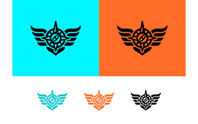 Compass wings emblem in vibrant color choices.