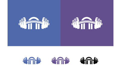 Dumbbell arch bridge logo gym icon.