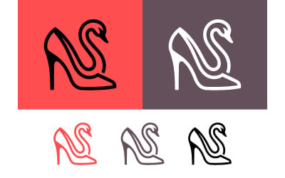 Elegant high heel shoe and swan logo design.
