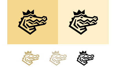Geometric alligator king head logos.