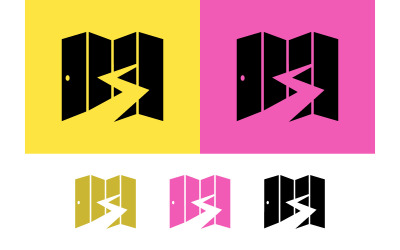 Map with door and path, yellow and pink.
