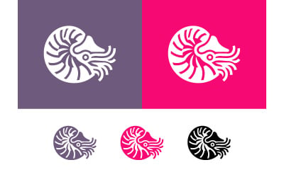 Nautilus shell logos in vibrant colors.