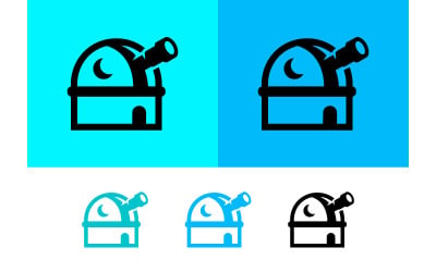 Observatory icon, telescope, science theme.