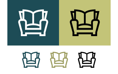 Reading chair icons set for logo design.