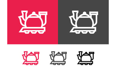 Teapot train icon red white and black.