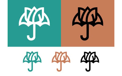 Umbrella flower icon teal brown and black.