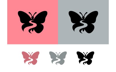 Butterfly with winding path logo.