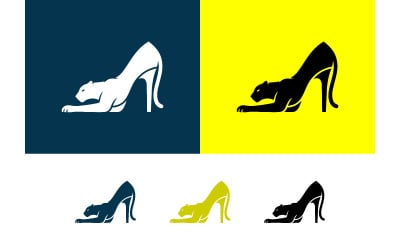 Panther high heel shoe logo design elegant fashion.