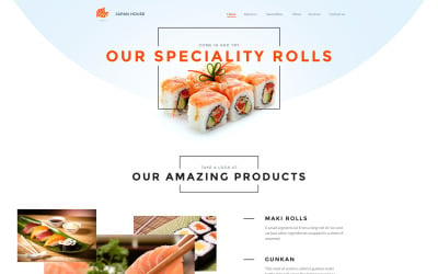 Modelo de site responsivo de sushi bar