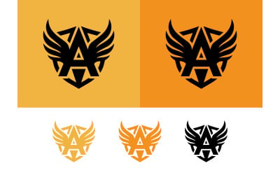 Emblèmes en forme de lettre A ailée avec des variations de couleurs pour le branding.