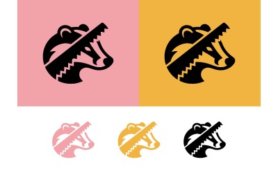 Jezevec piloval zuby logo design růžová žlutá.