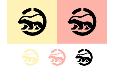 Bear logo in circle on pastel backgrounds.