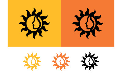 Sun woman logo yellow orange background.