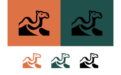 Een kameellogo met woestijngolven voor branding.